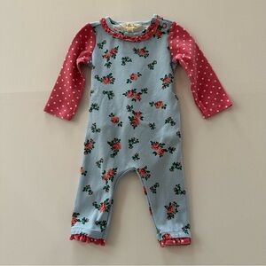 Matilda Jane 3-6 Months Baby Girl Blue Pink Floral Romper Jumpsuit Outfit